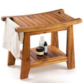 Teak Shower Bench with Shelf M940478