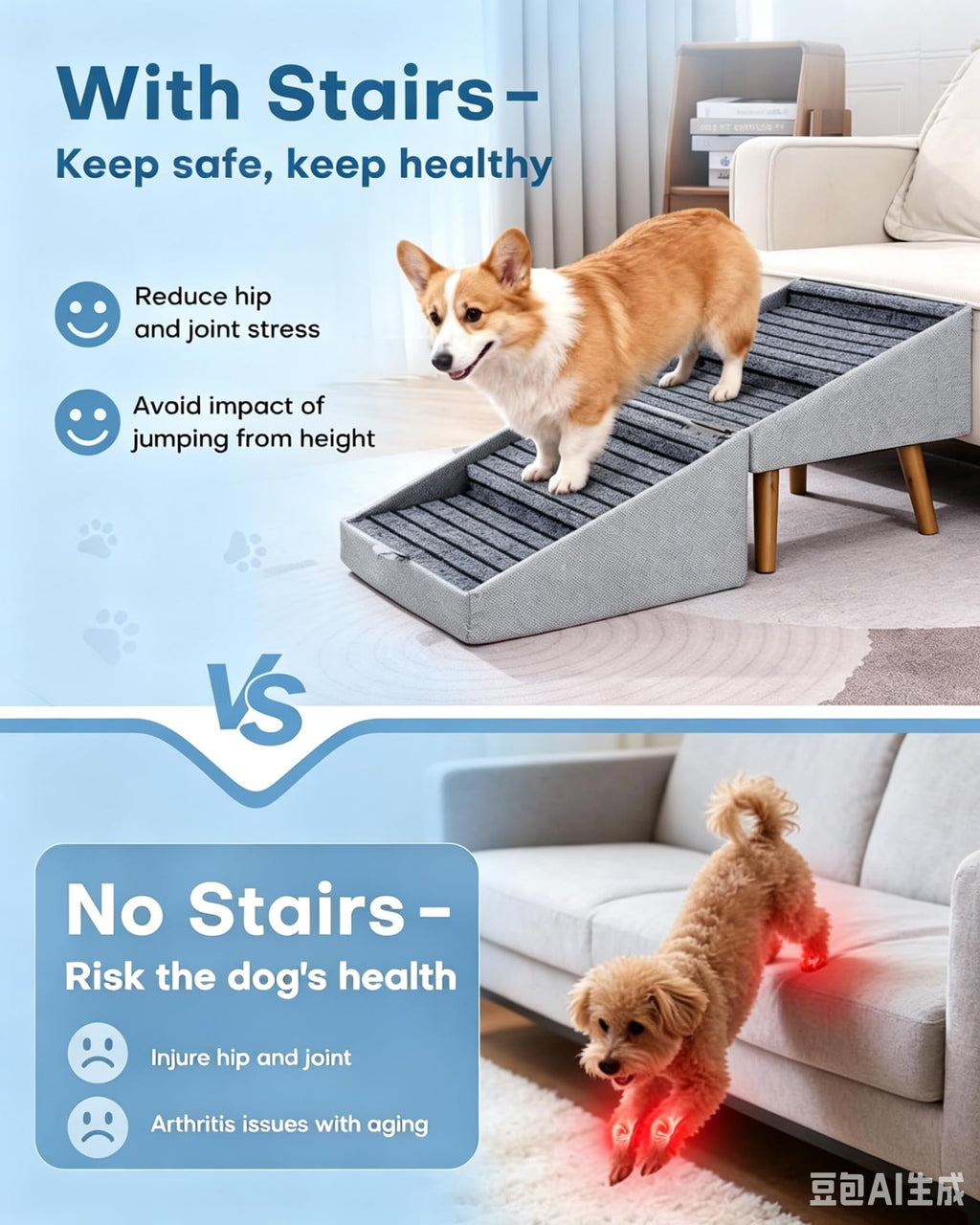Foldable Anti Slip Pet Stairs K583814