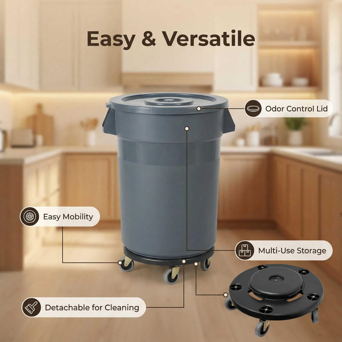 32 Gallon Outdoor Trash Can with Lid and Wheels P354