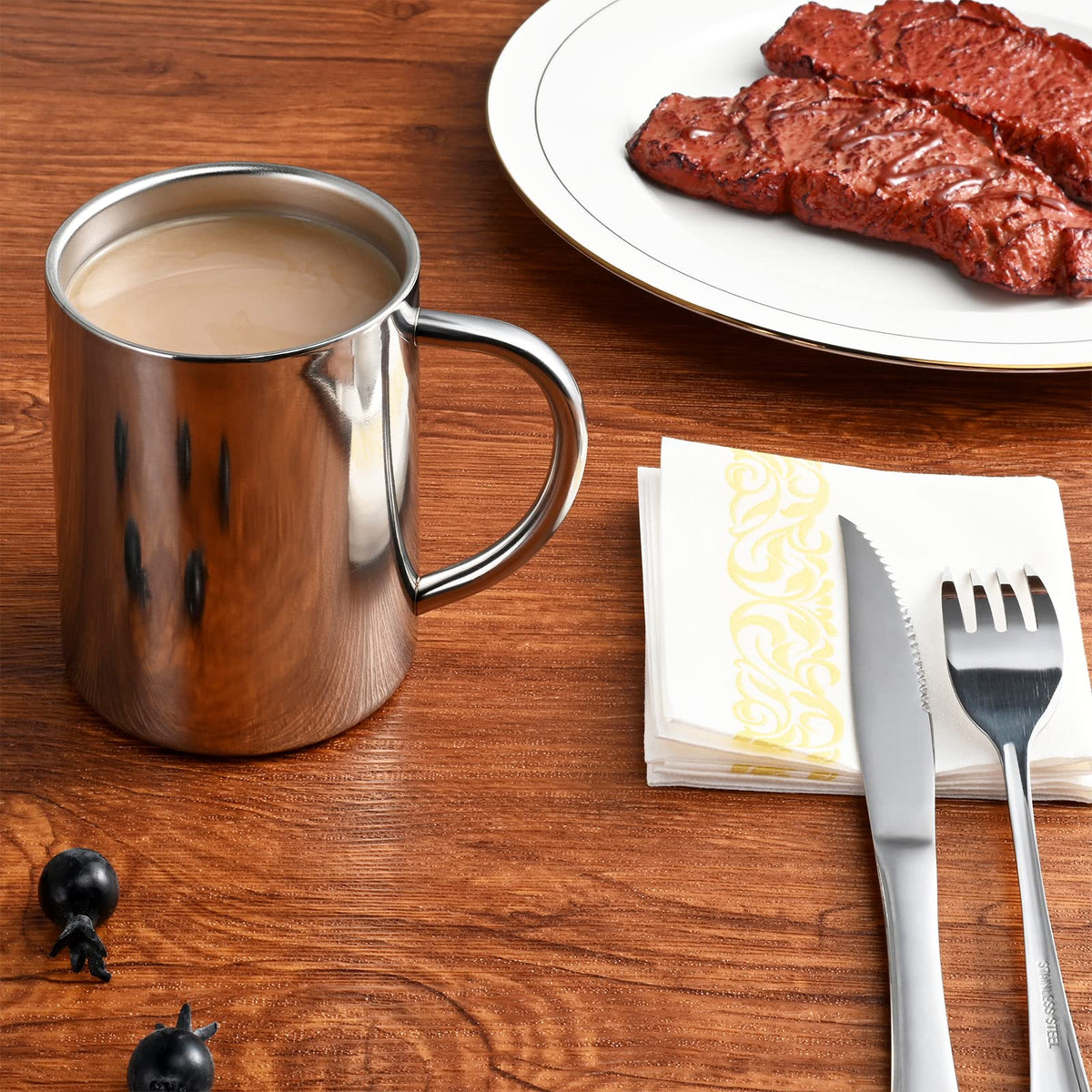 400ml Insulated Stainless Steel Coffee Mug Set of 2 T27051