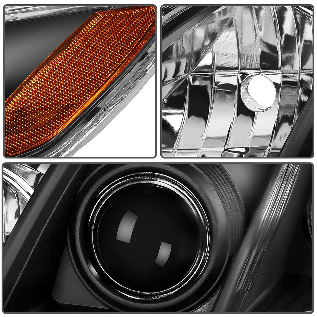 Black Housing Amber Reflector Clear Lens Headlight Assembly Pair J344659