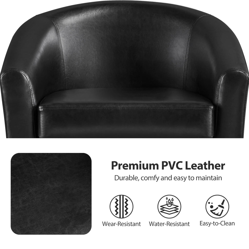 Black Faux Leather Barrel Accent Chairs A8782