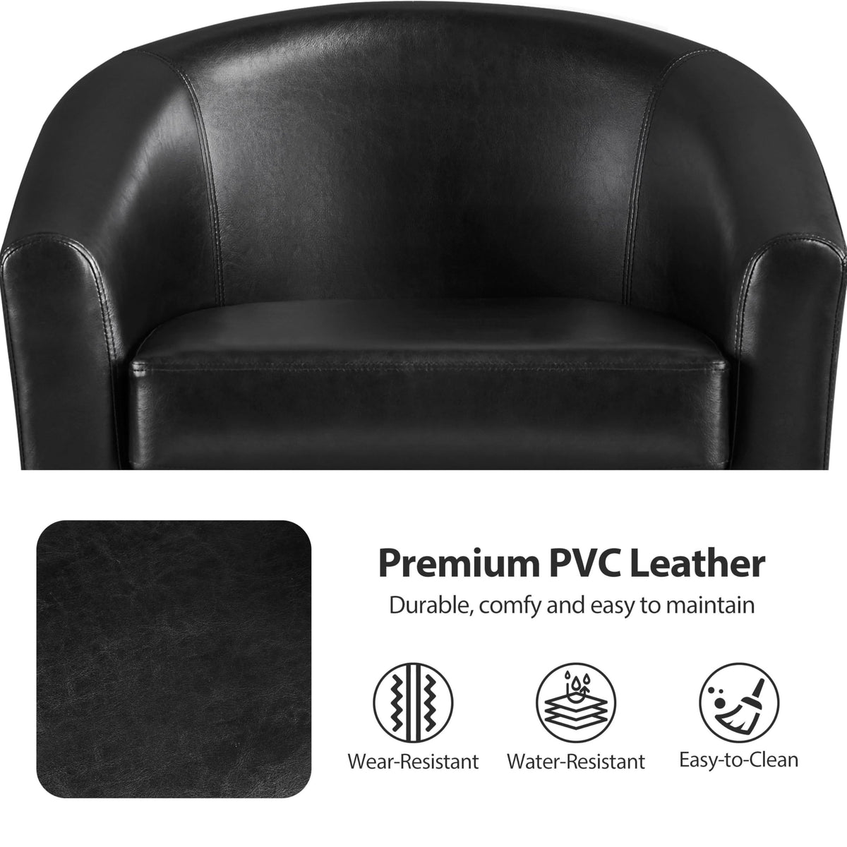Black Faux Leather Barrel Accent Chairs A8782