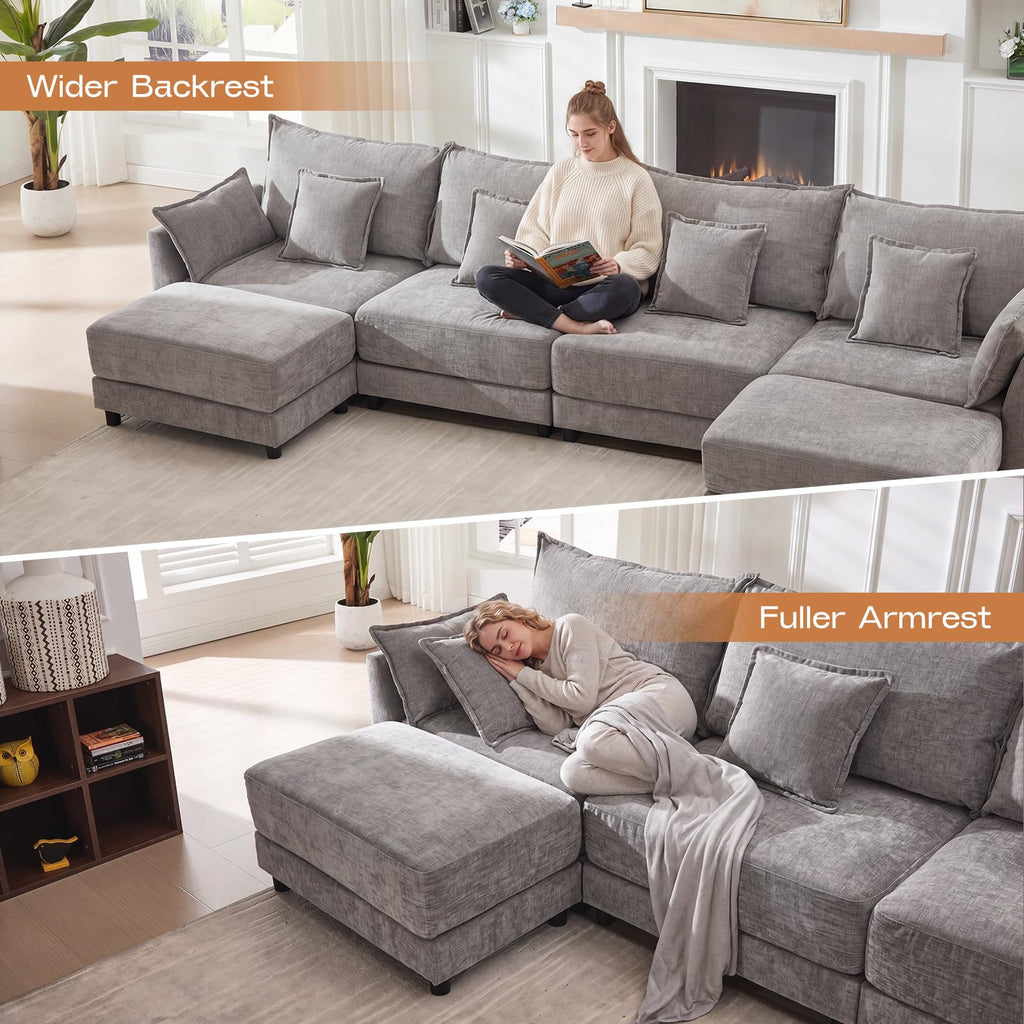 Light Gray Chenille 2 Seater Sofa with Pillows G683631