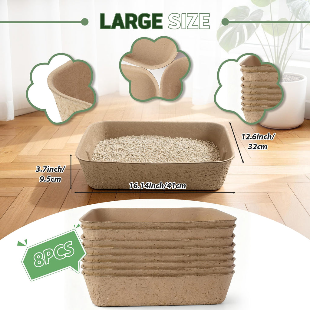 Disposable Litter Boxes for Cats 8-Pack Extra Thick Sturdy Leakproof S6271