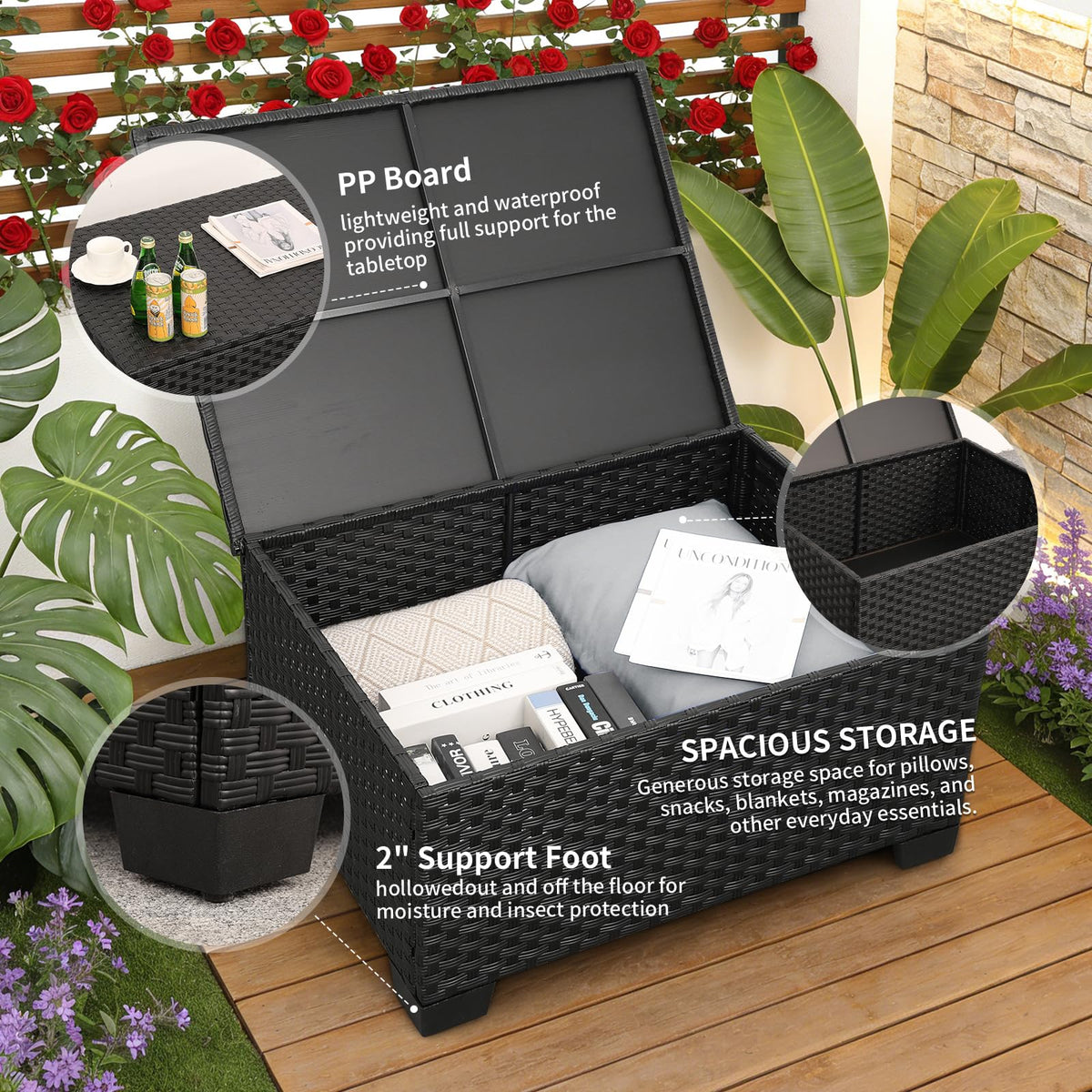 6 Pcs Outdoor Furniture Set with Fire Pit Table and Cushions W7268