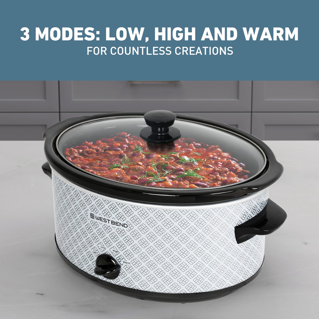 6-Quart Slow Cooker with Ceramic Crockpot and Glass Lid S1754