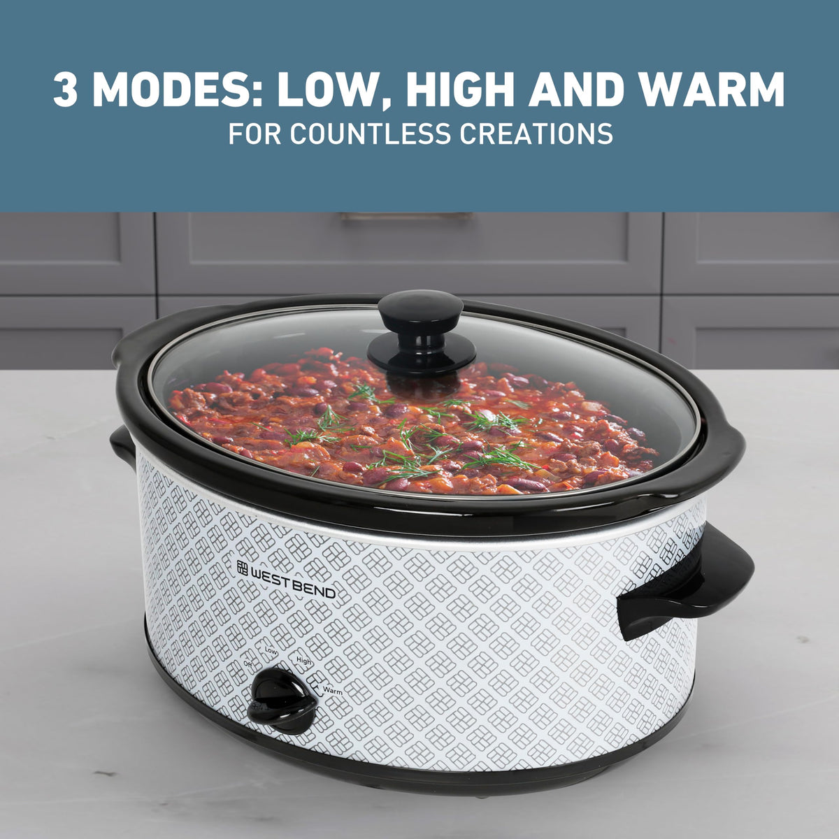 6-Quart Slow Cooker with Ceramic Crockpot and Glass Lid S1754