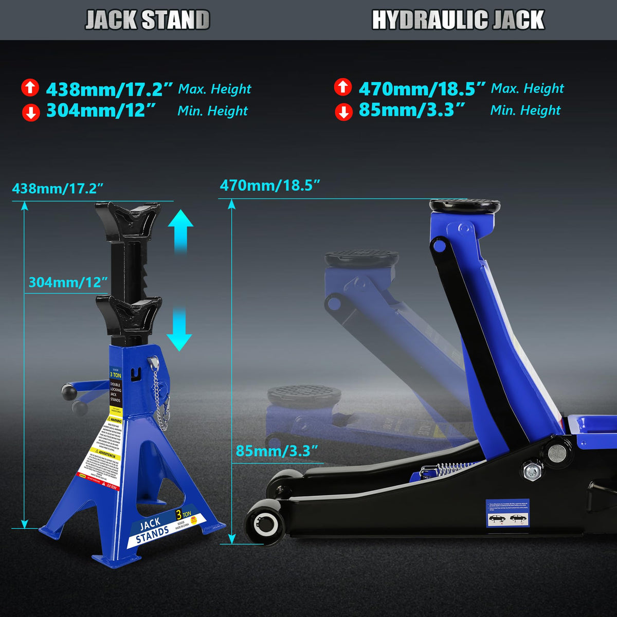 3 Ton Low Profile Hydraulic Floor Jack with Jack Stands N351821