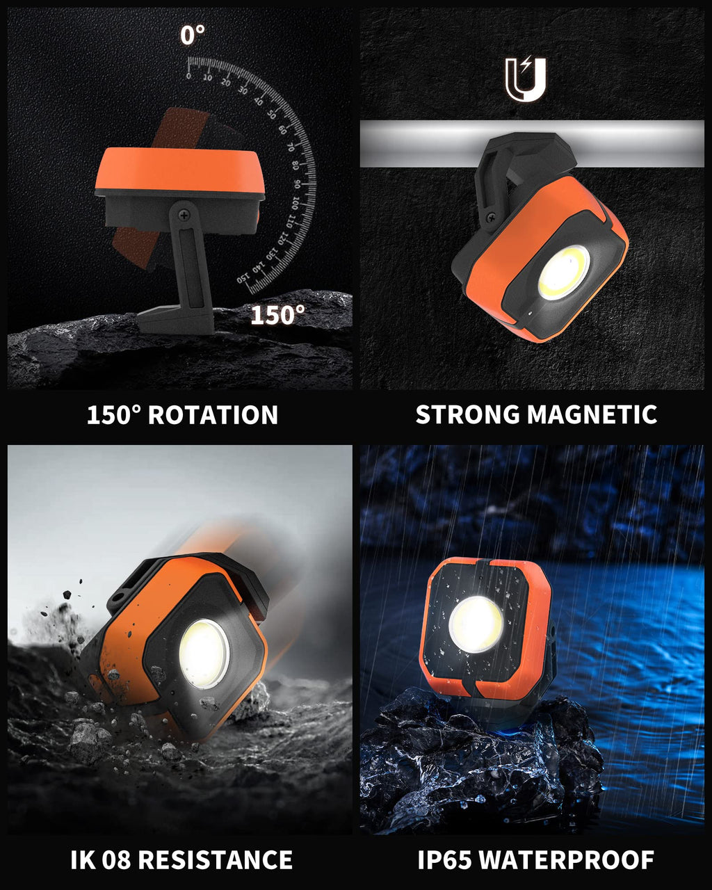 Rechargeable 4 Modes 1200LM Magnetic Work Light V2222