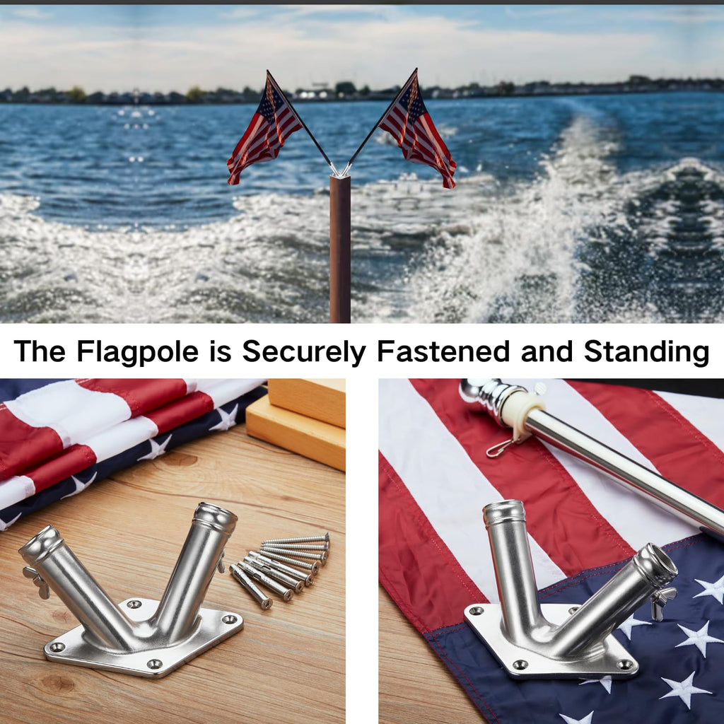 Double Flag Pole Holder 316 Stainless Steel Heavy Duty C60187