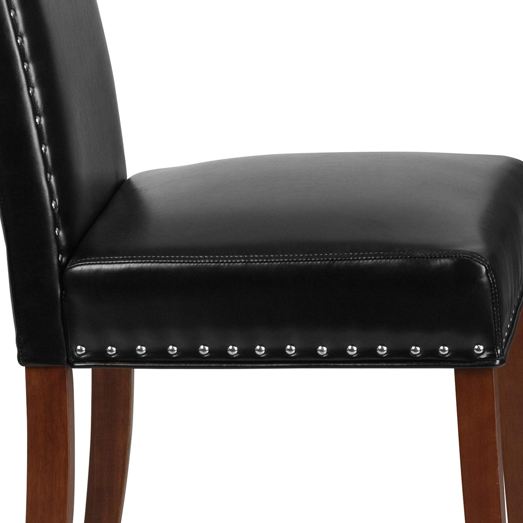 Black LeatherSoft Parsons Chair with Nail Trim B847