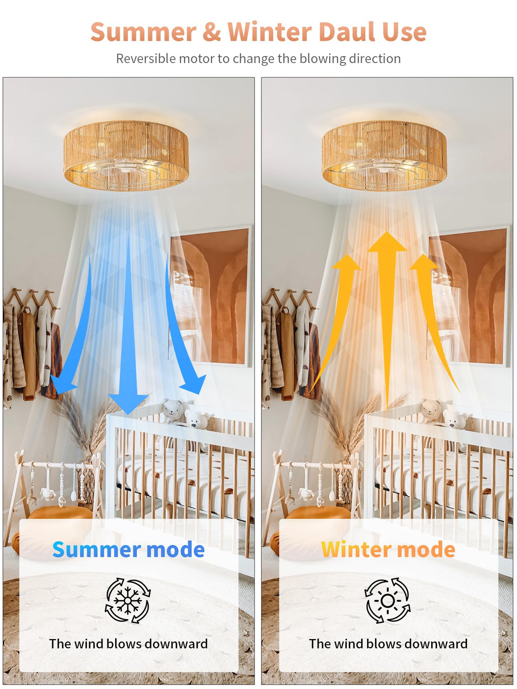 20" Rattan Ceiling Fan with Lights T135165