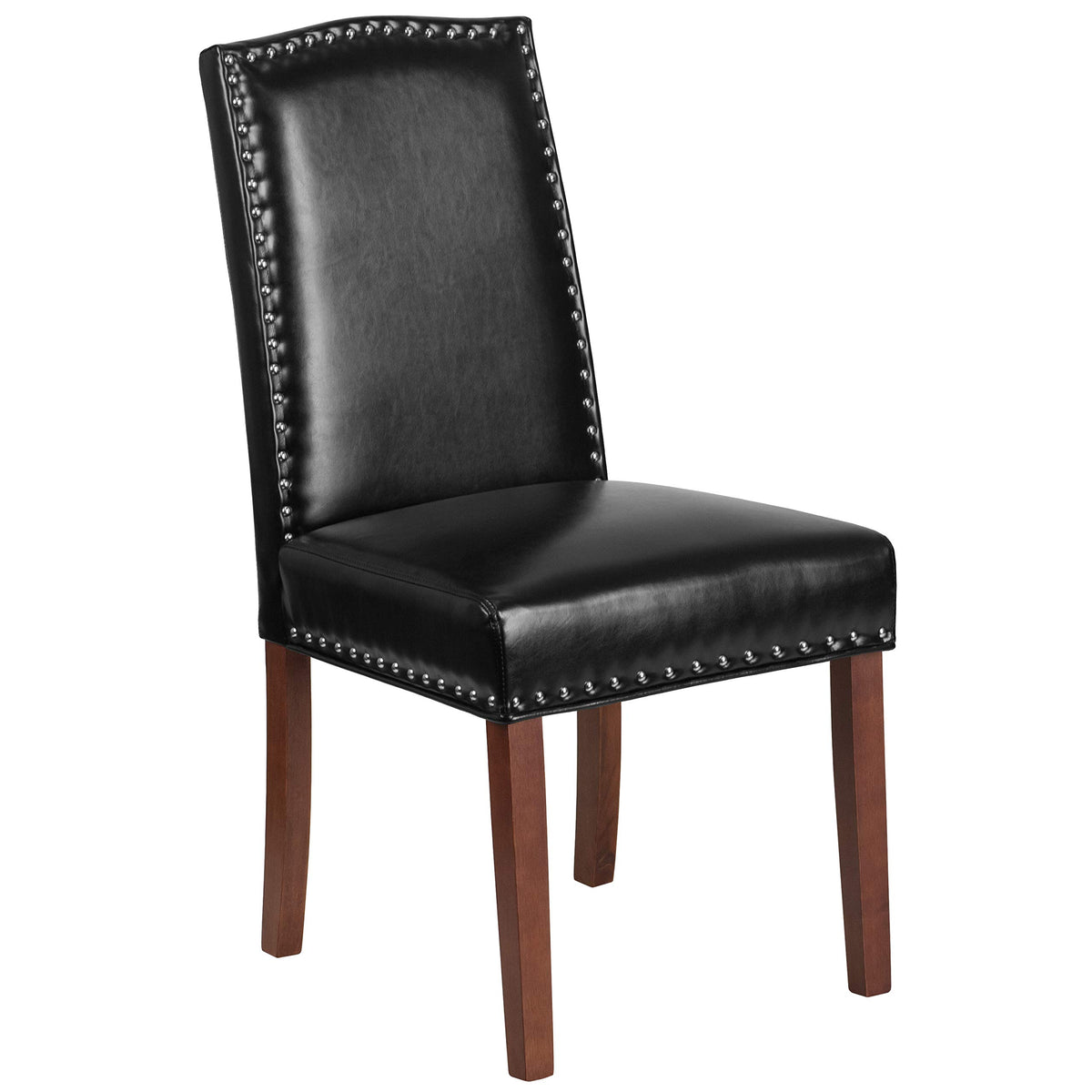 Black LeatherSoft Parsons Chair with Nail Trim B847