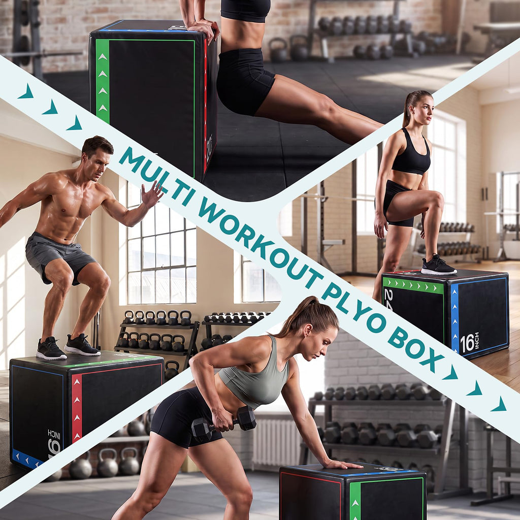3-in-1 Non-Slip Cushioned Plyometric Jump Box Z46444