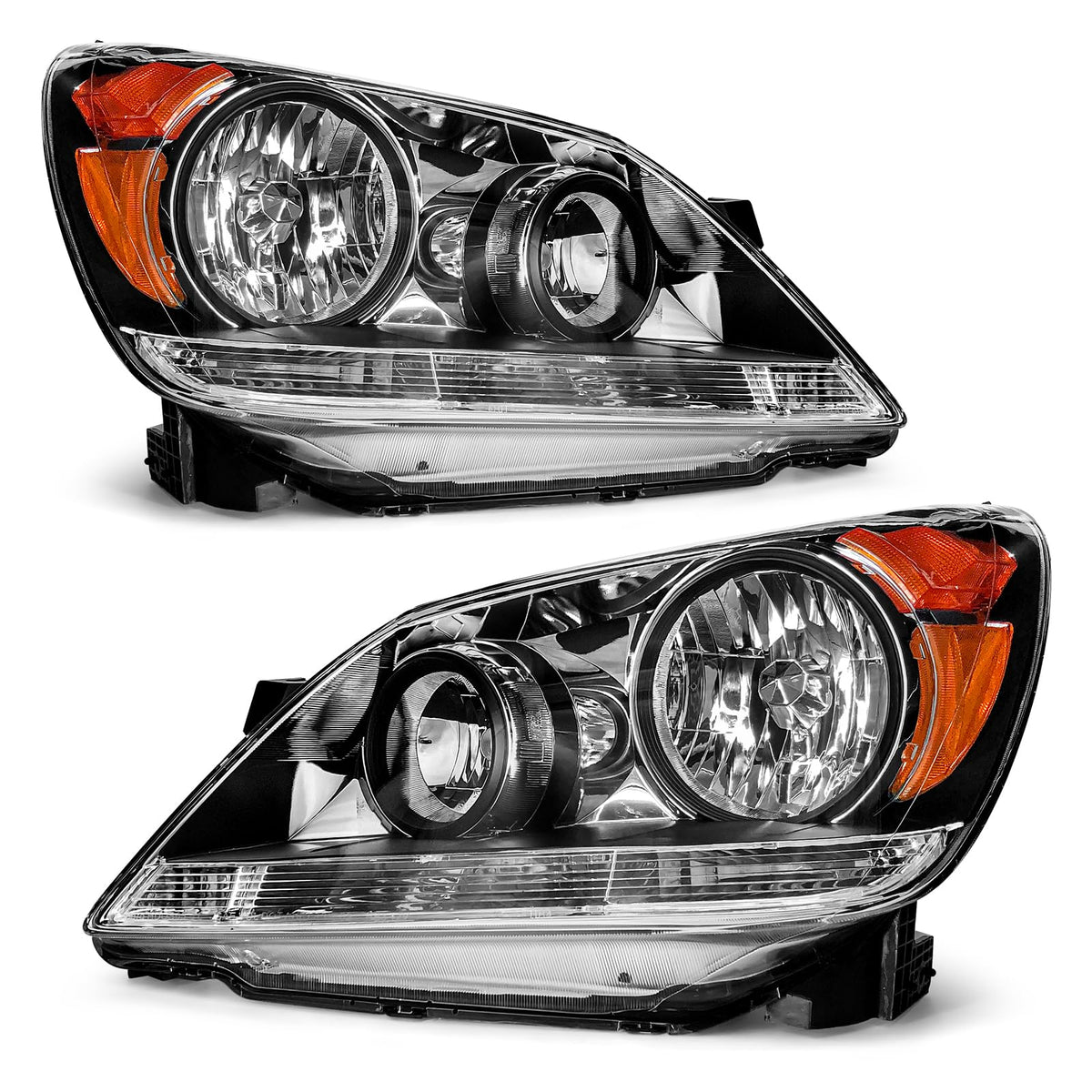 Black Housing Amber Reflector Headlight Assembly Pair U213296