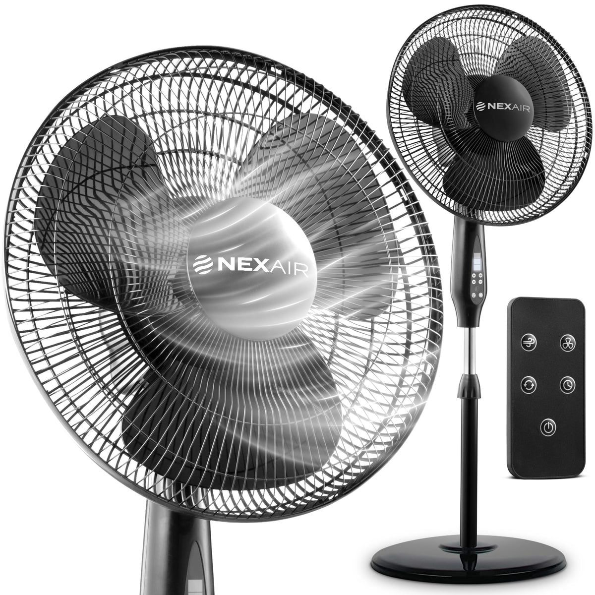 16 Inch Oscillating Pedestal Fan with Remote Control, 3 Speed, Adjustable Height Y15707