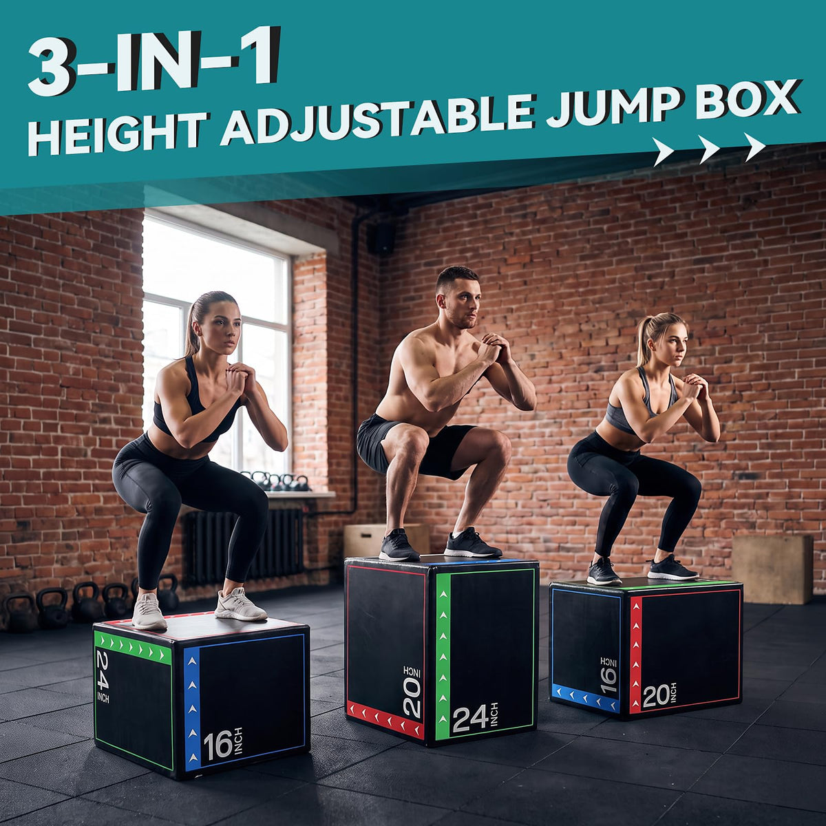 3-in-1 Non-Slip Cushioned Plyometric Jump Box Z46444