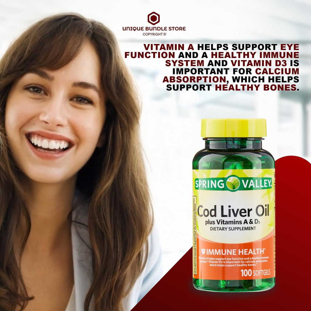Cod Liver Oil Vitamins A & D3 100 Softgels Dietary Supplement Z84628
