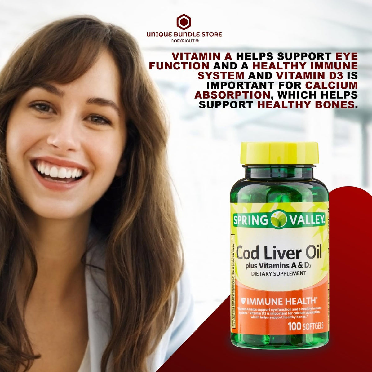Cod Liver Oil Vitamins A & D3 100 Softgels Dietary Supplement Z84628