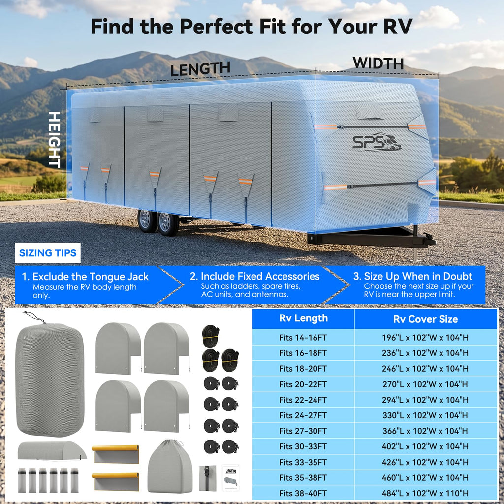 Waterproof Ripstop Travel Trailer RV Cover 24-27ft H25122