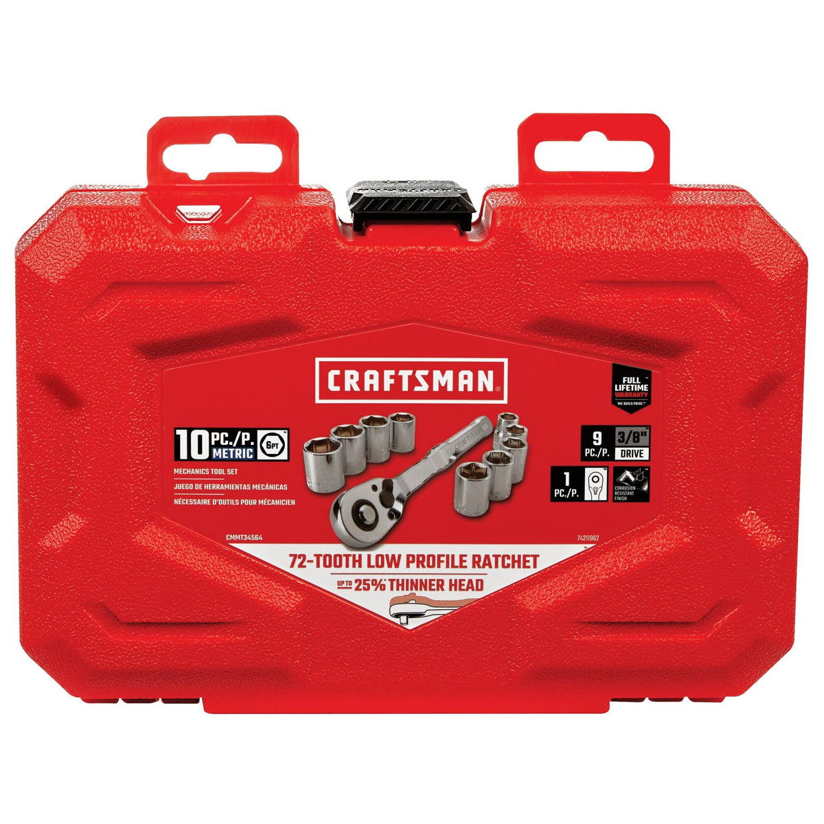 Mechanics Tool Set, Metric, 3/8 Inch Drive, 10 Piece K709425