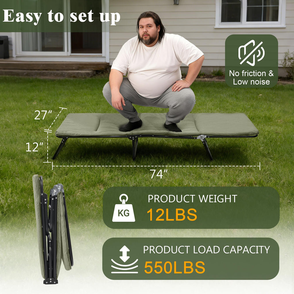 Camping Cot with Mattress Portable Folding Double Layer 1200D O78713
