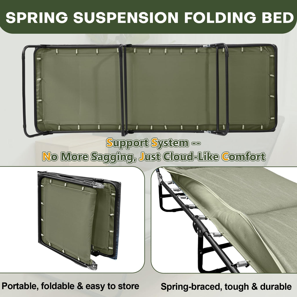 Camping Cot with Mattress Portable Folding Double Layer 1200D O78713