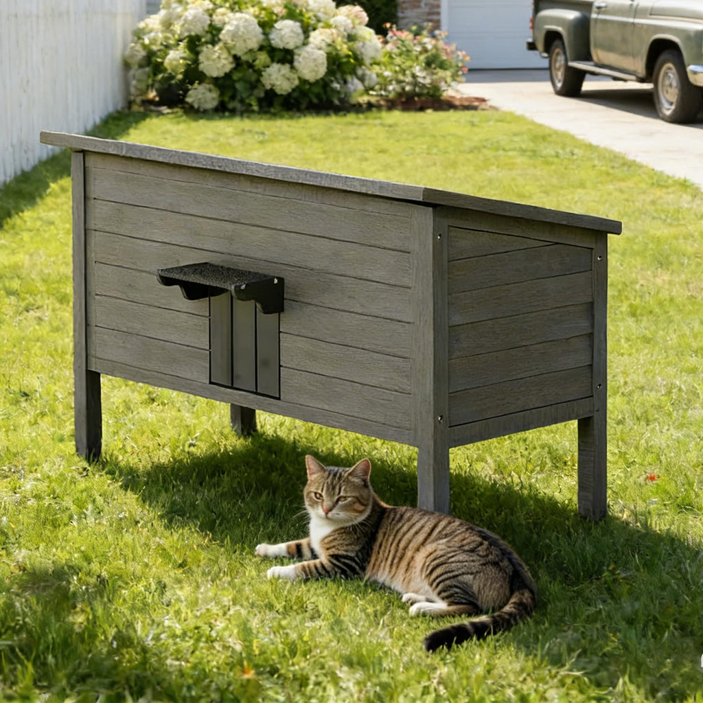 Insulated Weatherproof Wooden Outdoor Cat House Q6012