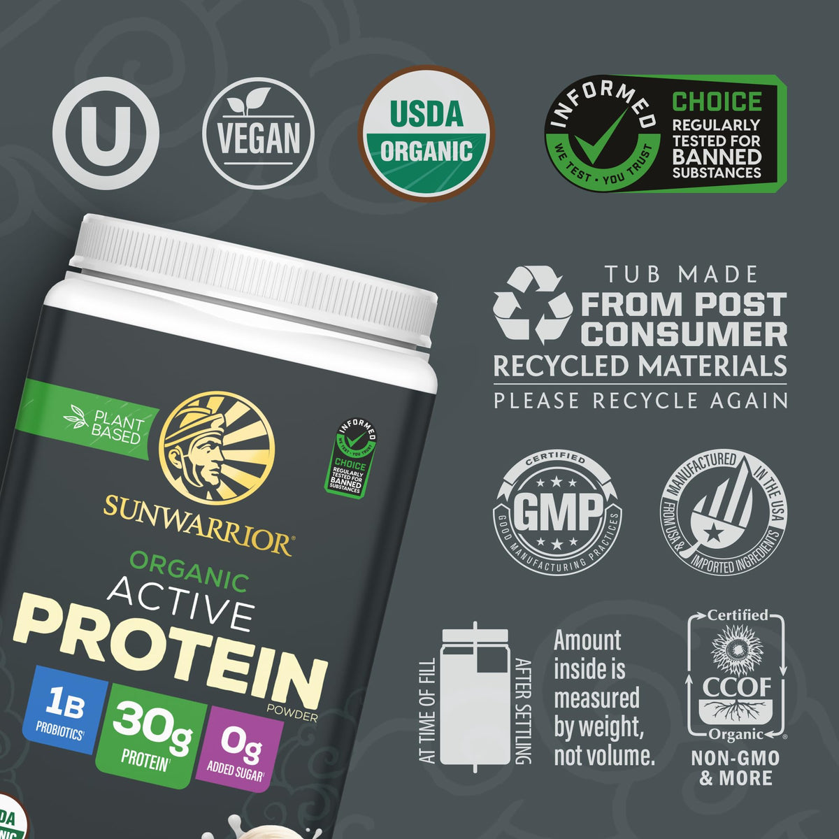 Organic Plant Based Protein Powder, Vegan, Vanilla, 20 Servings E708075