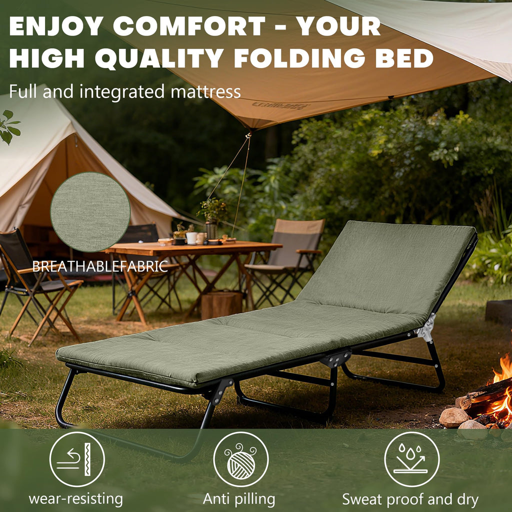 Camping Cot with Mattress Portable Folding Double Layer 1200D O78713