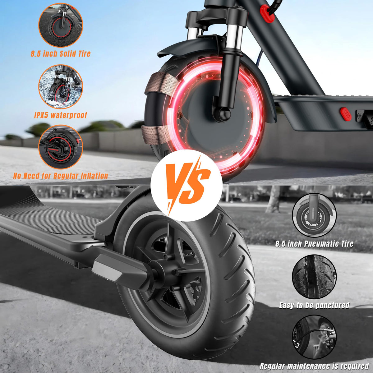 Electric Scooter with Dual Suspension, Solid Tires, Foldable S89979