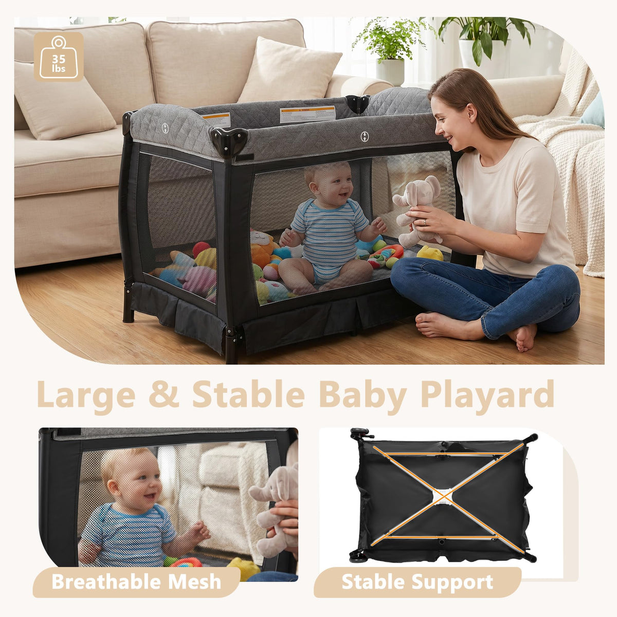 4 in 1 Black Baby Playard J207