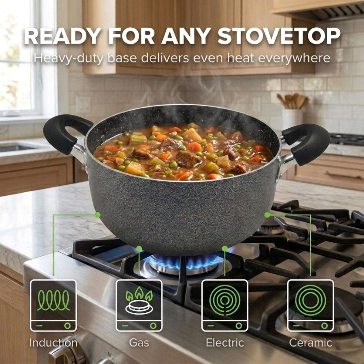 24QT Aluminum Sauce Pot with Glass Lid Q273483