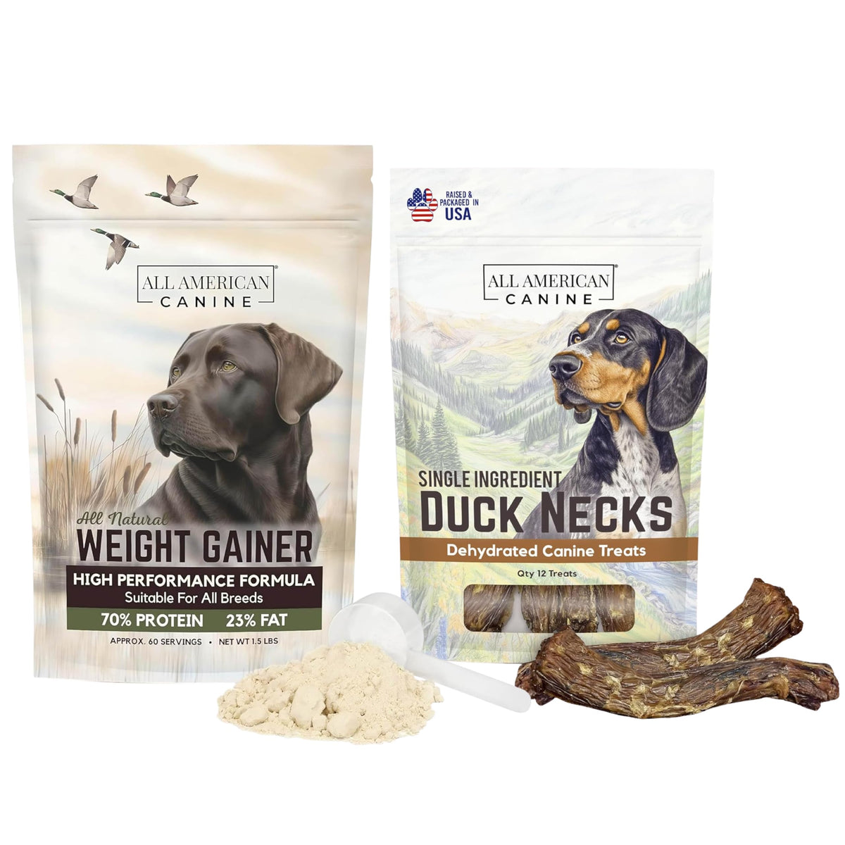 Dog Weight Gainer Powder & 12 Duck Necks Bundle H209954