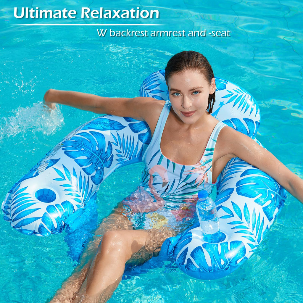 Inflatable Pool Float Chair 2Pack with Cup Holder U958405