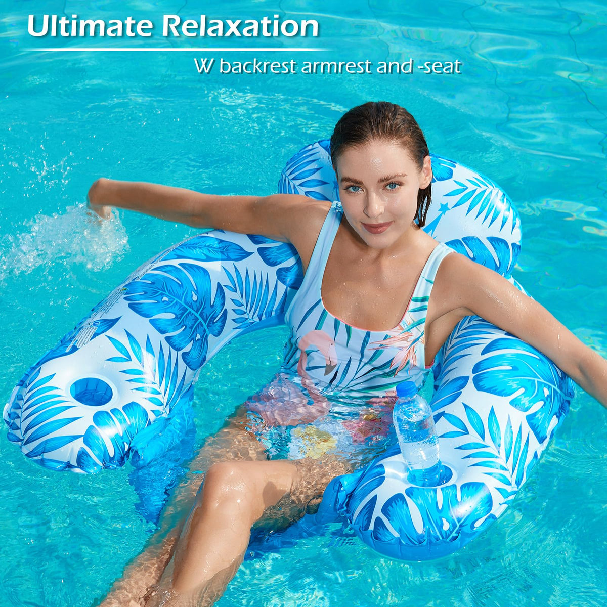 Inflatable Pool Float Chair 2Pack with Cup Holder U958405