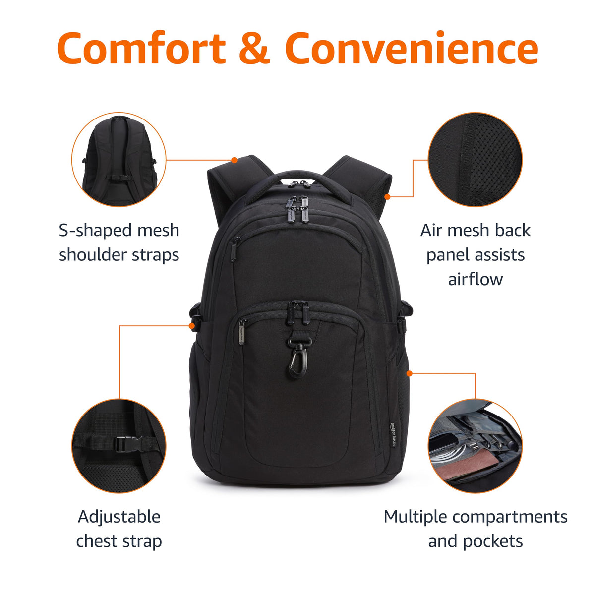 Black Water Resistant Laptop Backpack P88932