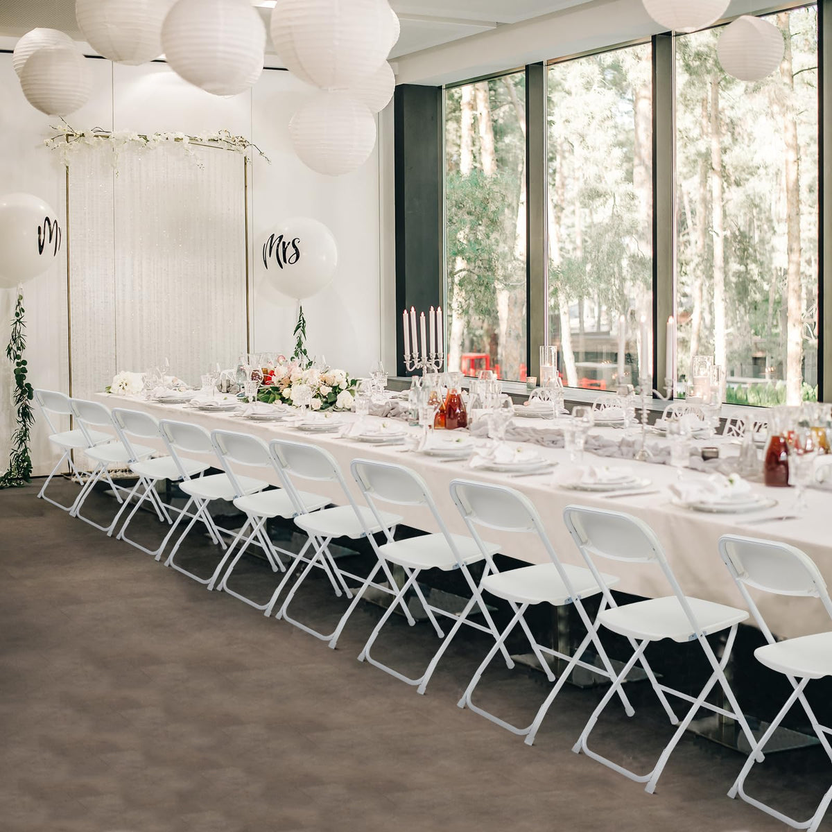 White Plastic Folding Chairs, 10 Pack N276338