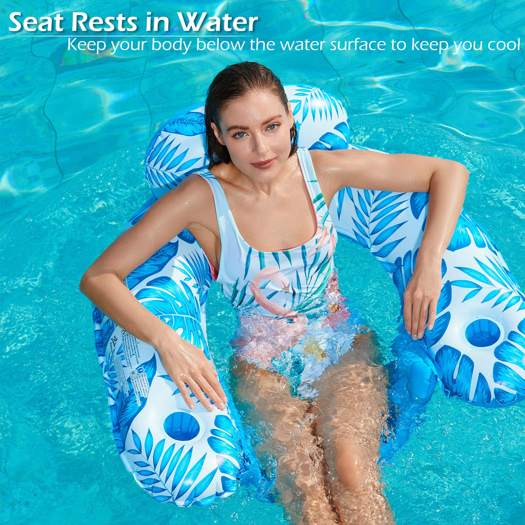 Inflatable Pool Float Chair 2Pack with Cup Holder U958405