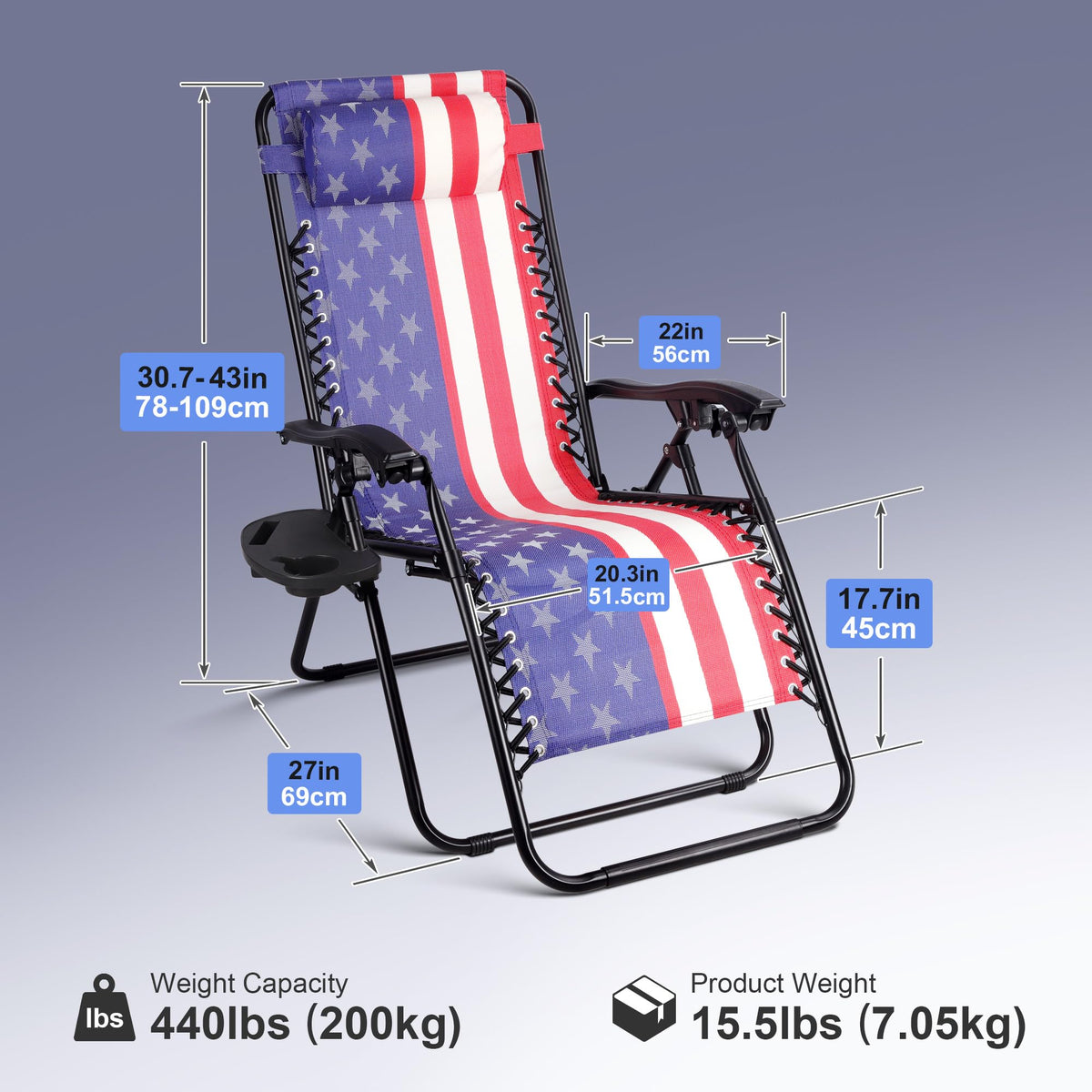 Set of 2 Adjustable Steel Mesh Zero Gravity Lounge Chairs with Pillows & Cup Holder Trays T19289
