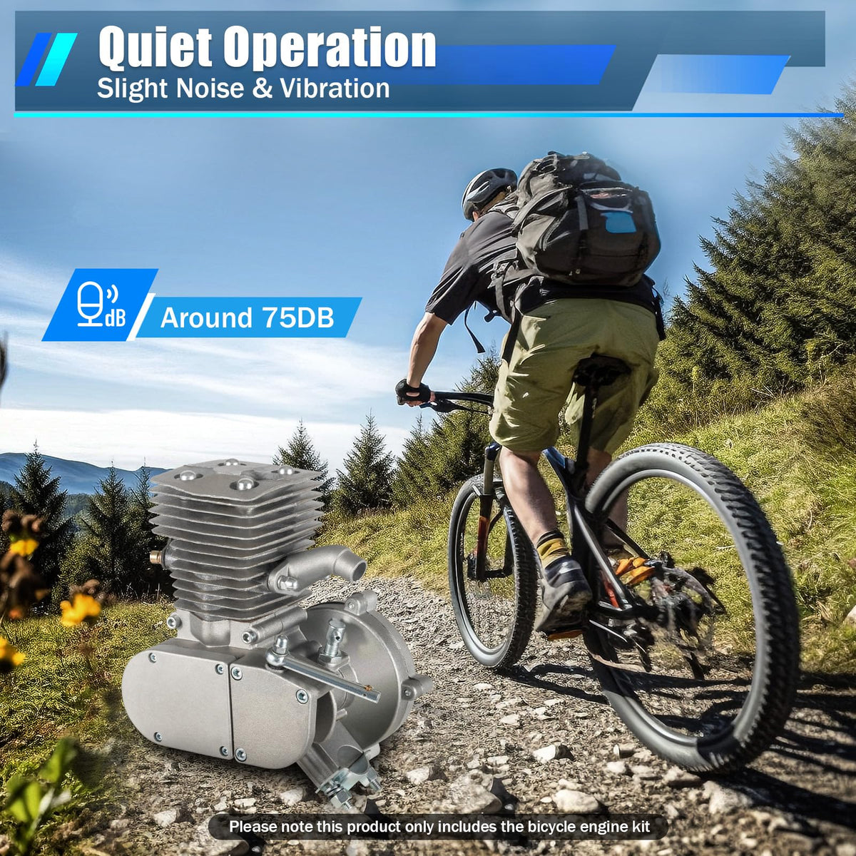 2-Stroke Bicycle Engine Motor Kit with CDI Ignition and 44-Tooth Sprocket A5363