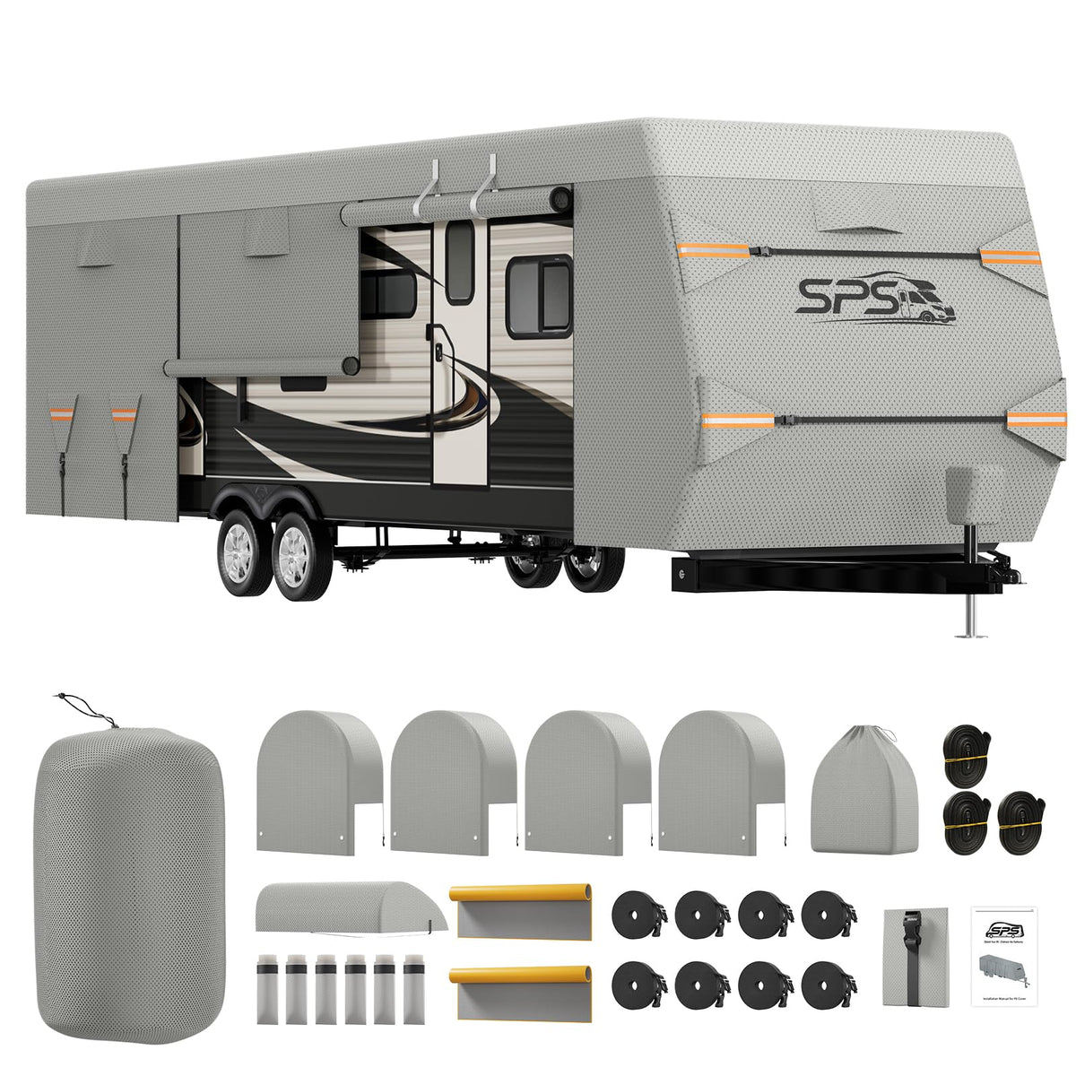Waterproof Ripstop Travel Trailer RV Cover 24-27ft H25122