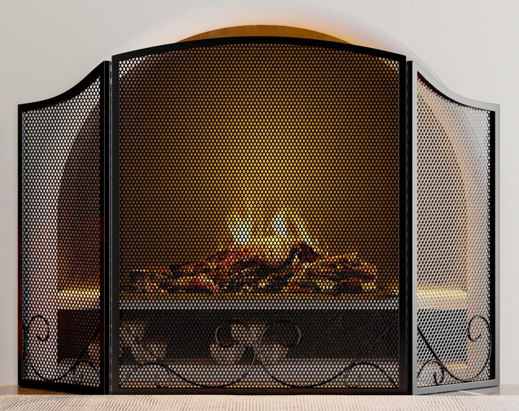 Black Wrought Iron Fireplace Screen J11527