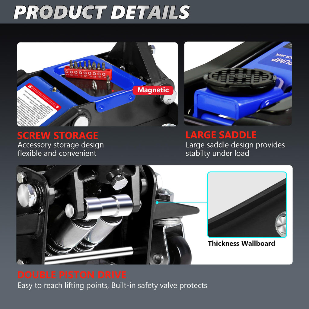 3 Ton Low Profile Hydraulic Floor Jack with Jack Stands N351821
