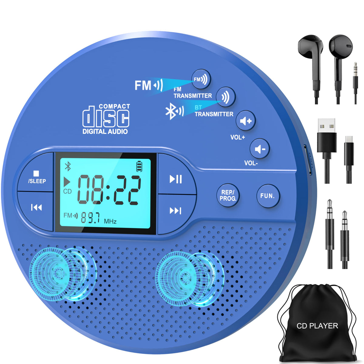Portable CD Player with FM Transmitter & Speaker B910