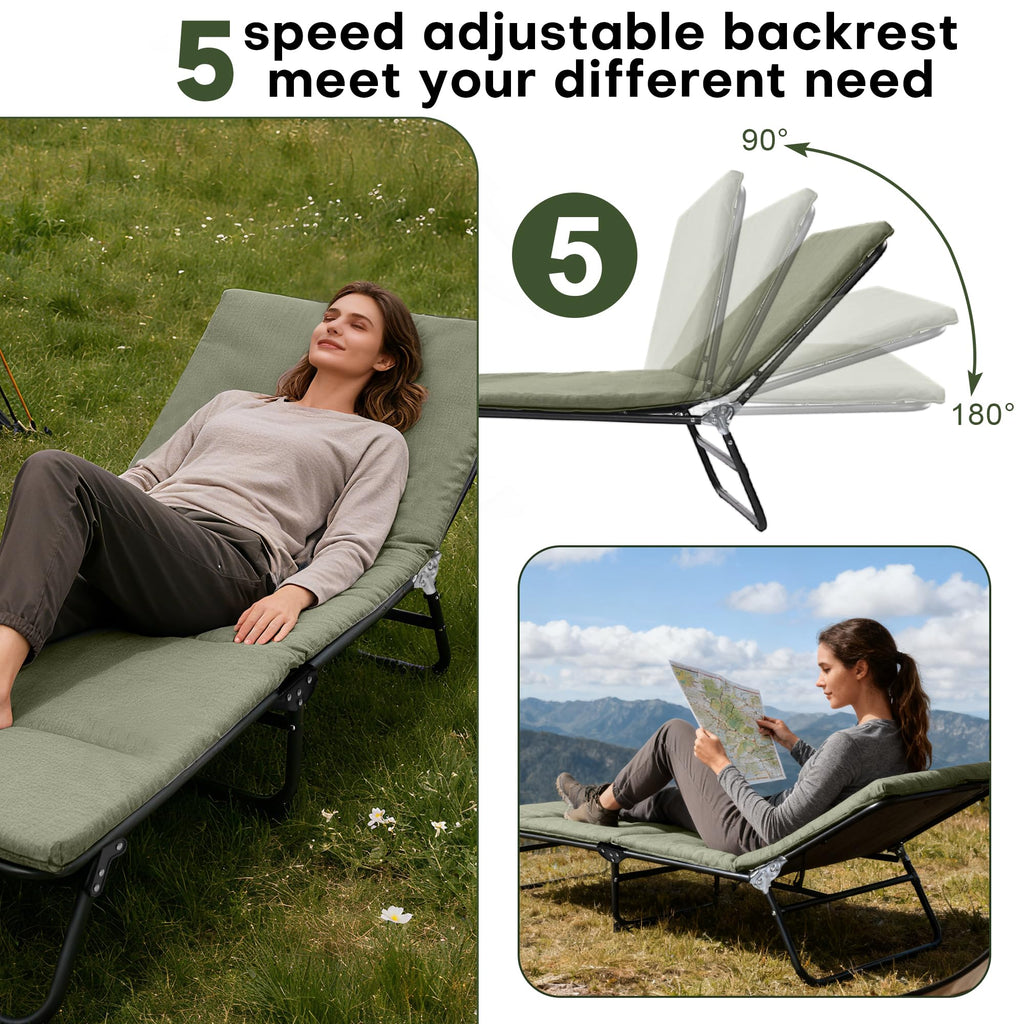 Camping Cot with Mattress Portable Folding Double Layer 1200D O78713