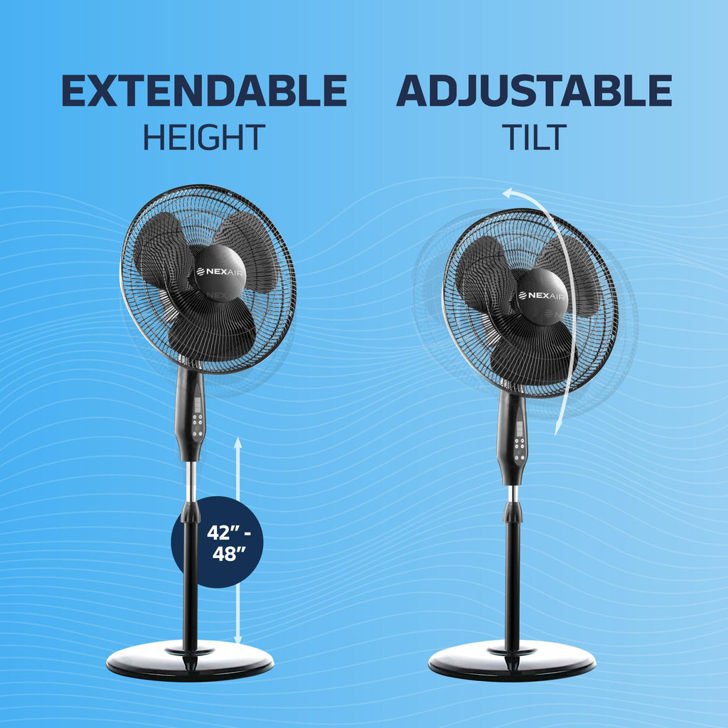 16 Inch Oscillating Pedestal Fan with Remote Control, 3 Speed, Adjustable Height Y15707