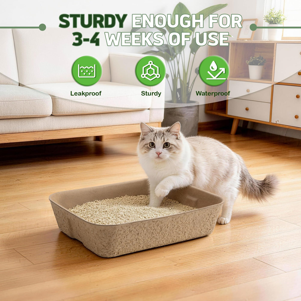 Disposable Litter Boxes for Cats 8-Pack Extra Thick Sturdy Leakproof S6271