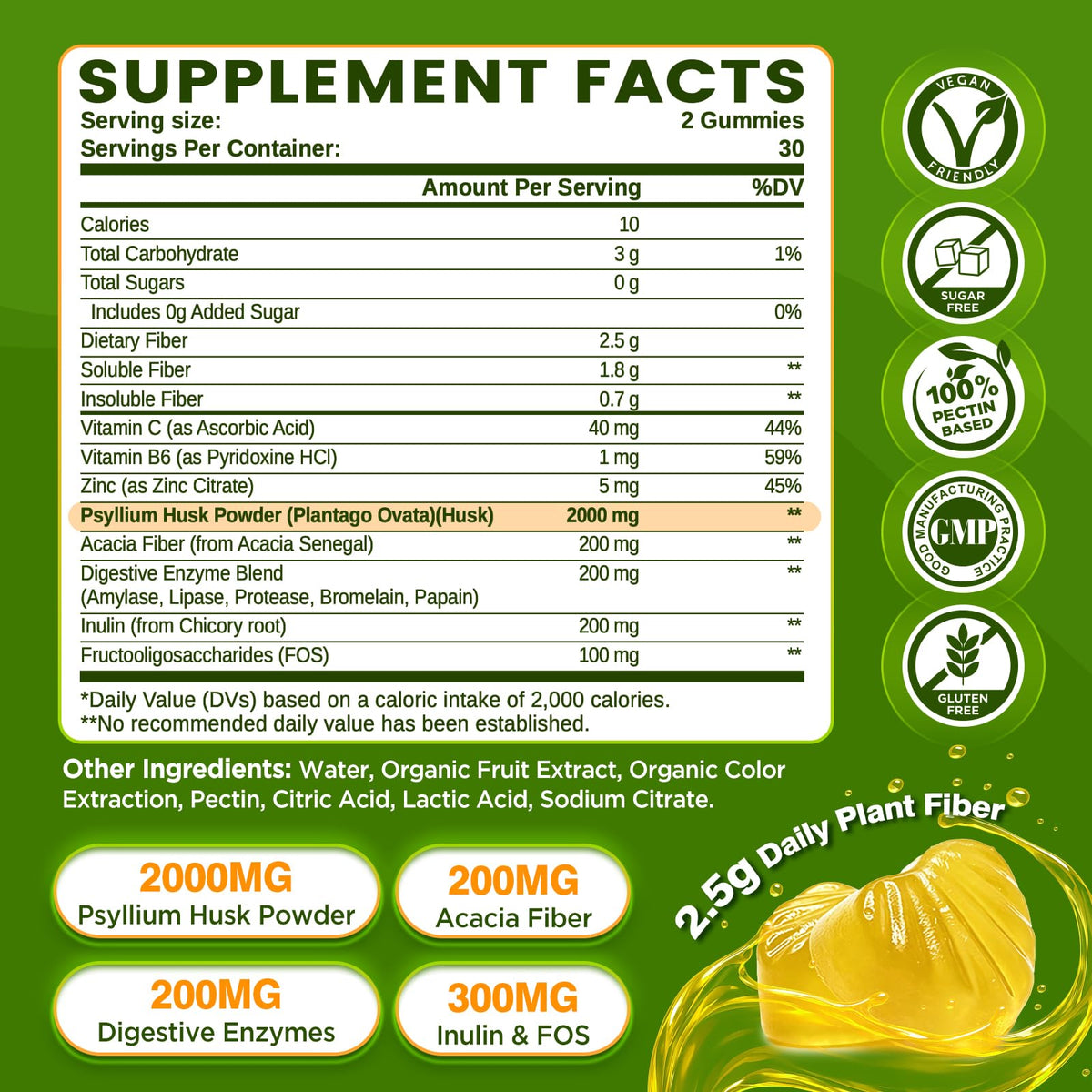 2000mg Psyllium Husk Fiber Gummies L4917